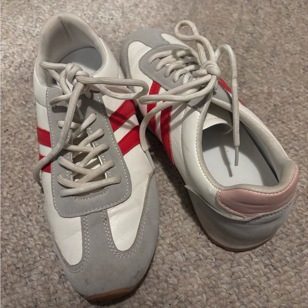 Stylish Red and Gray Sneakers
